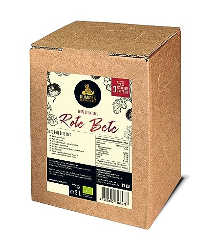Klimmek Premium BIO Rote Bete Saft - 100% purer rote Rüben Direktsaft - 3 Liter Bag in Box