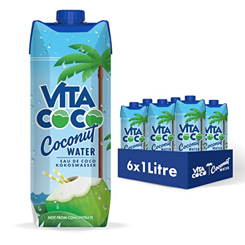 Vita Coco Pures Kokoswasser 6x1L, natürlich hydrierend mit Elektrolyten, glutenfrei, voll mit Vitamin C & Potassium